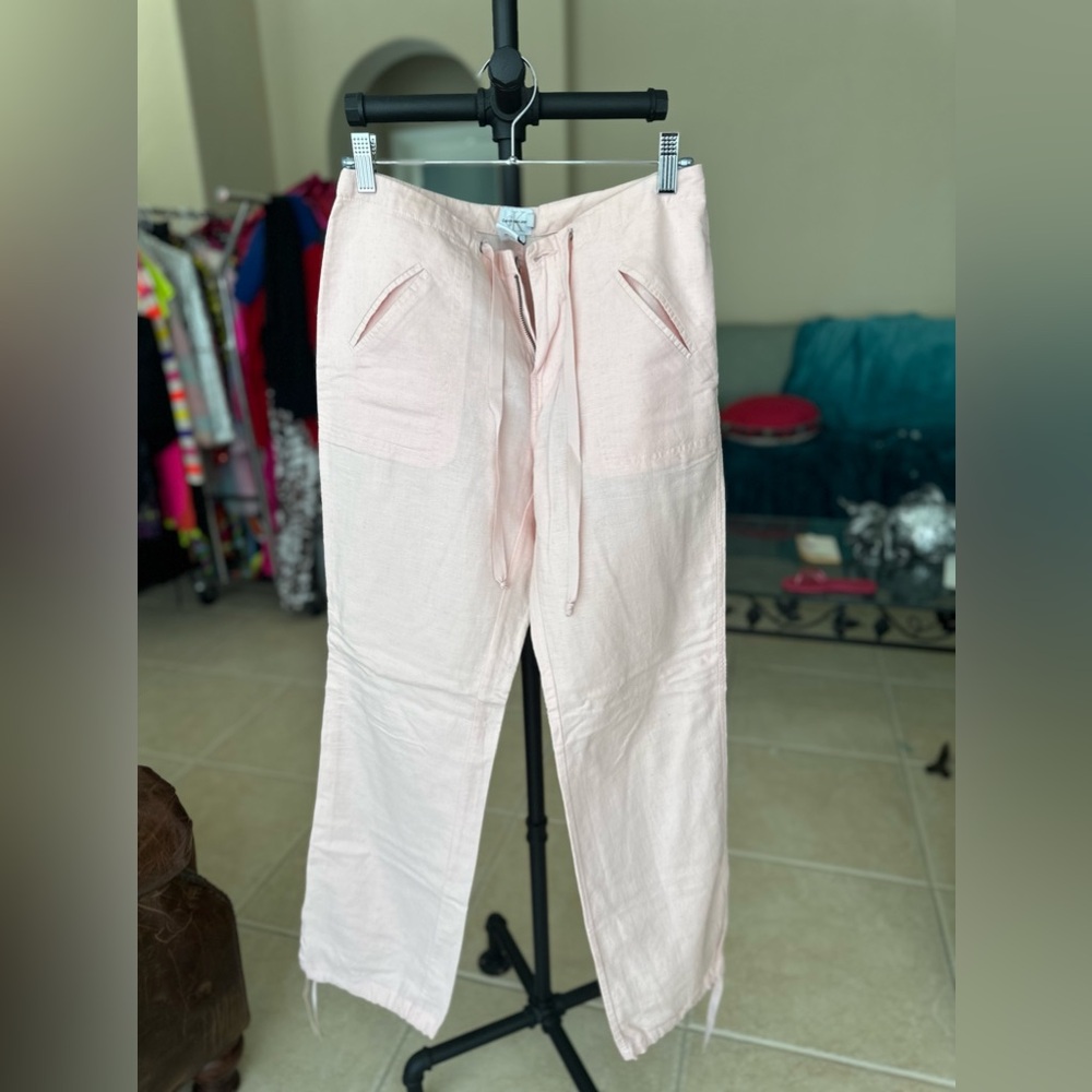 Pink linen pants